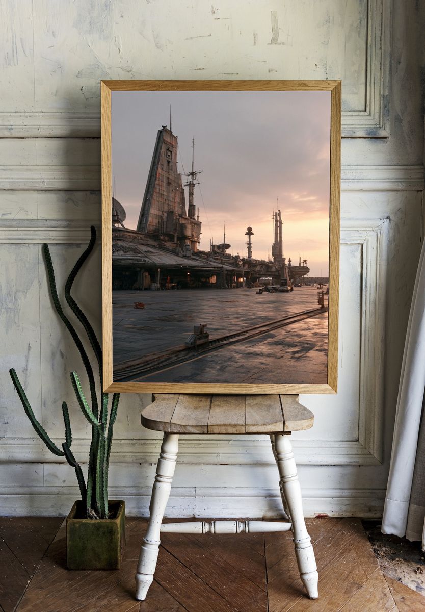 Sci-Fi Spaceport Sunset Photography Poster. room preview