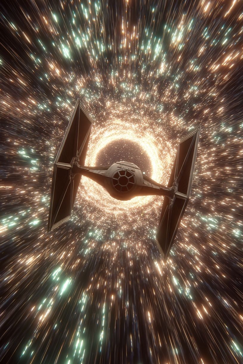 Spaceship in Hyperspace — Space Print. poster — space art