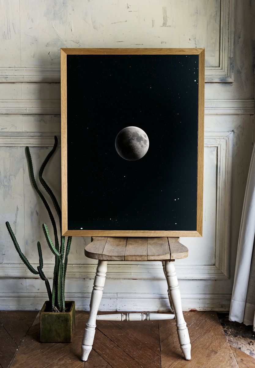 Moon in Starry Space Poster. — room view 1