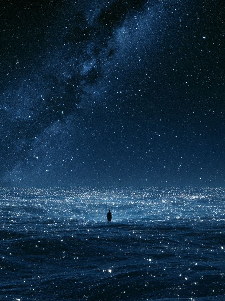 Starry Ocean Nightscape Print. poster detail