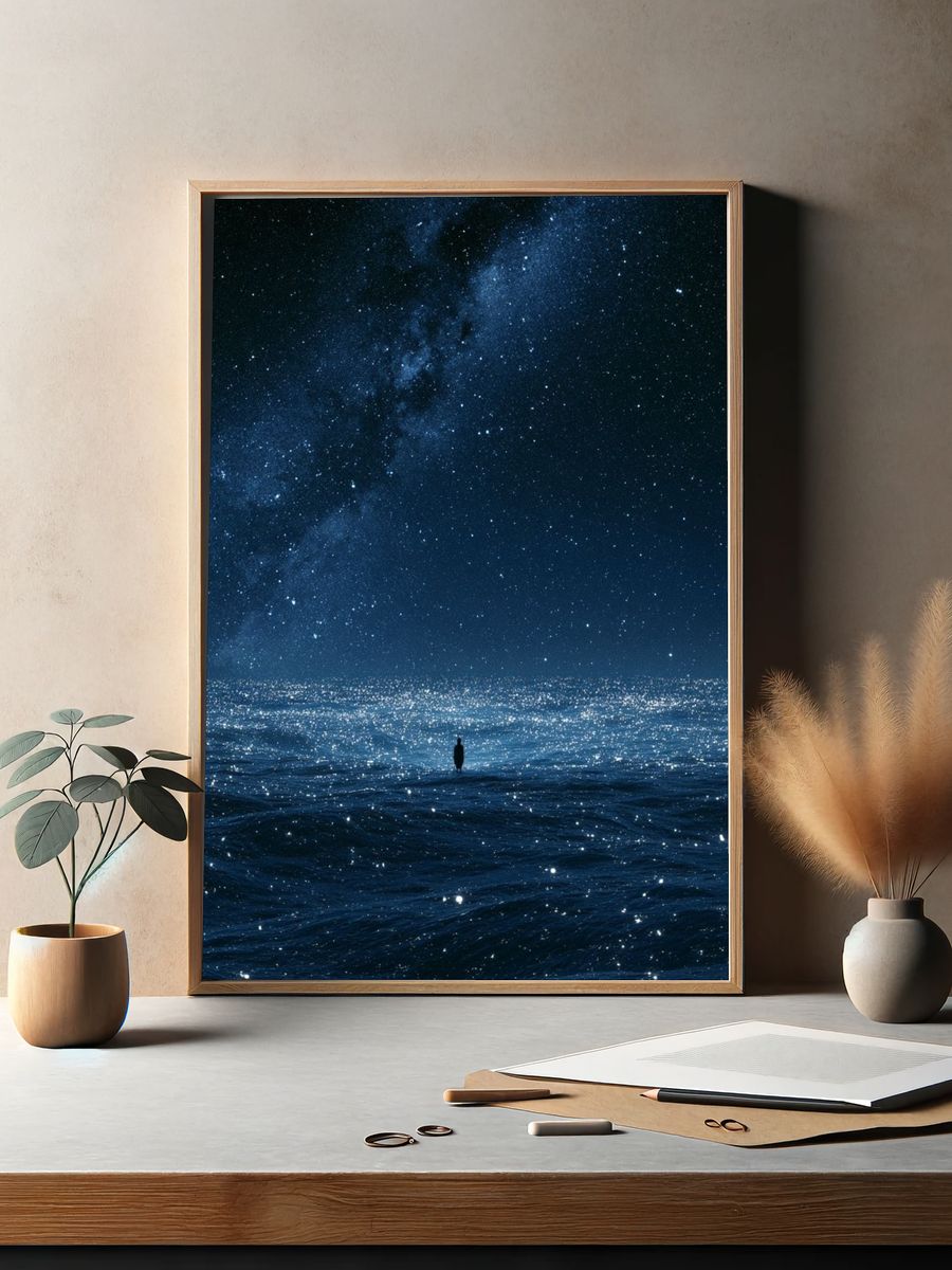 Starry Ocean Nightscape Print. — room view 2