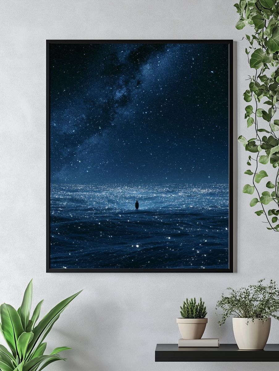 Starry Ocean Nightscape Print. — room view 4