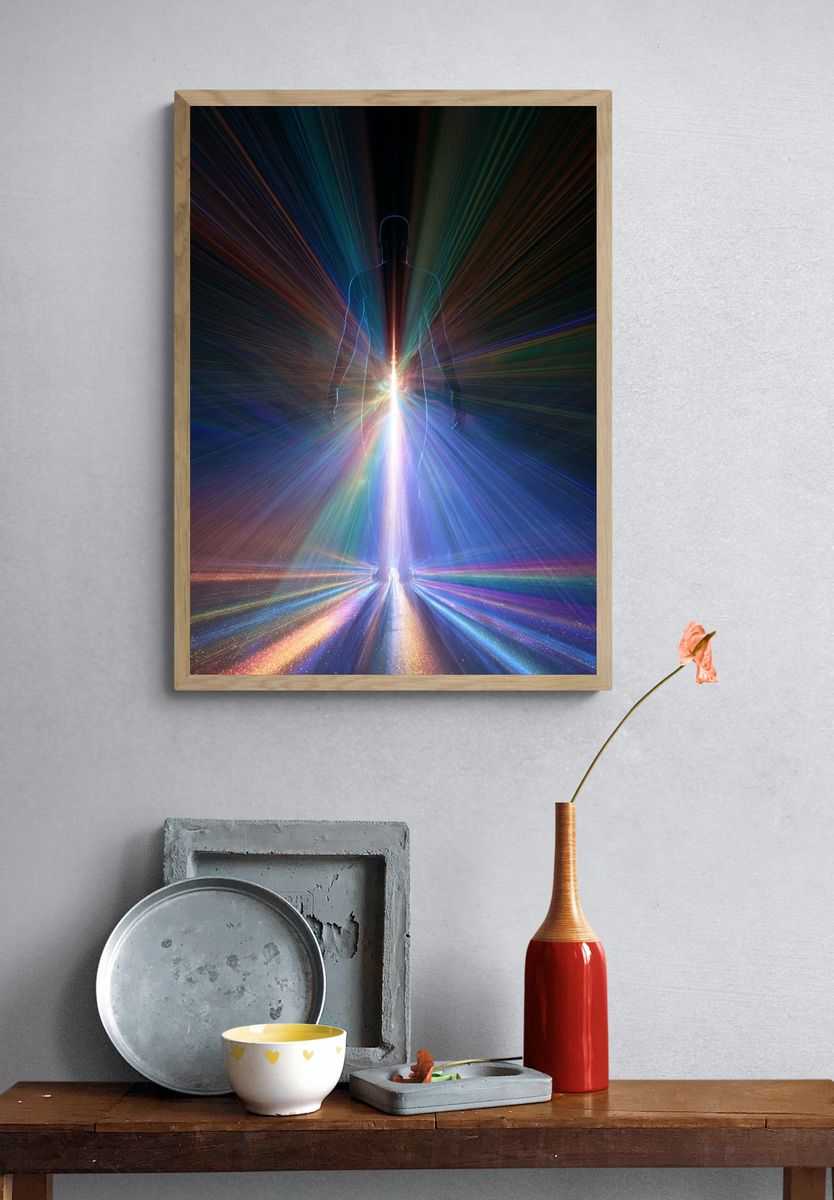 Cosmic Human Silhouette — Space Print. — room view 3
