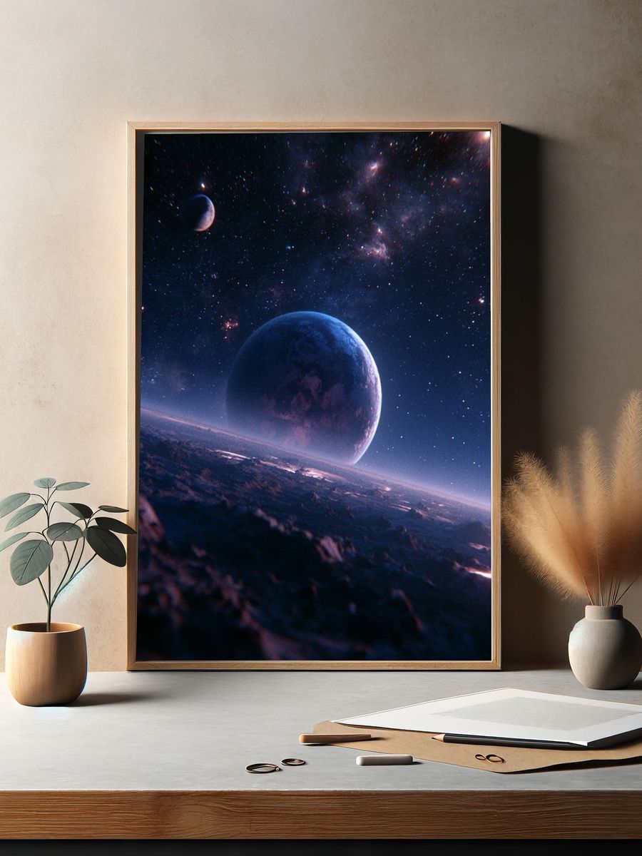 Cosmic Planetary Horizon Print. — room view 2