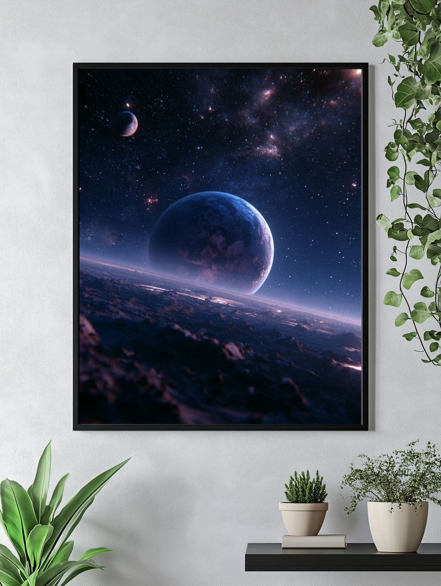 Cosmic Planetary Horizon Print. — room view 4