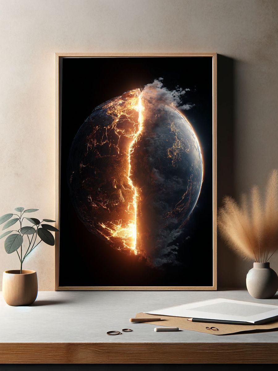 Erupting Planet — Space Print. — room view 2