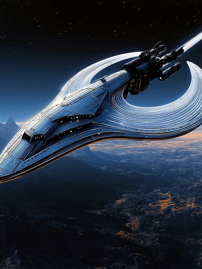 Celestial Starship — Sci-Fi Print. poster