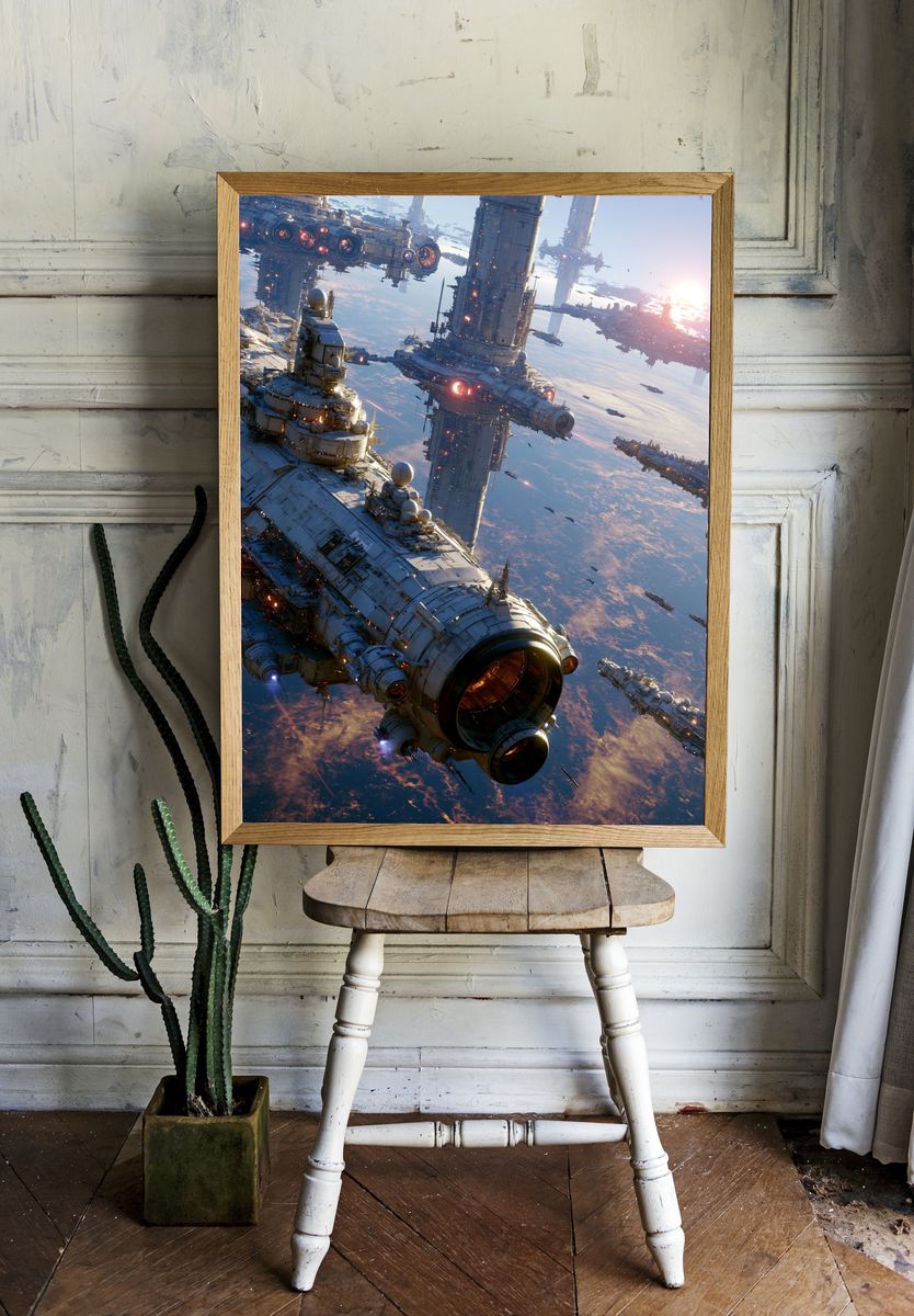 Orbital Fleet Sci-Fi Poster. room preview