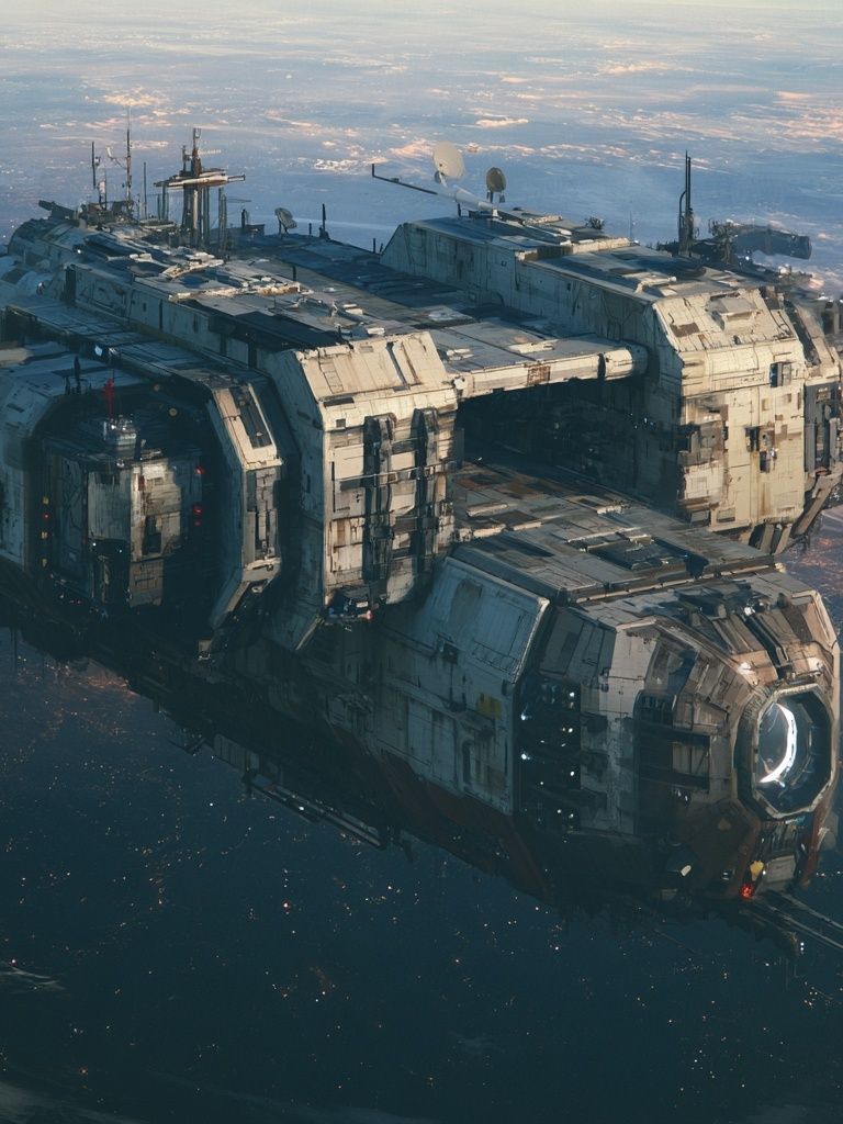 Orbital Cargo Ship Sci-Fi Print. poster detail
