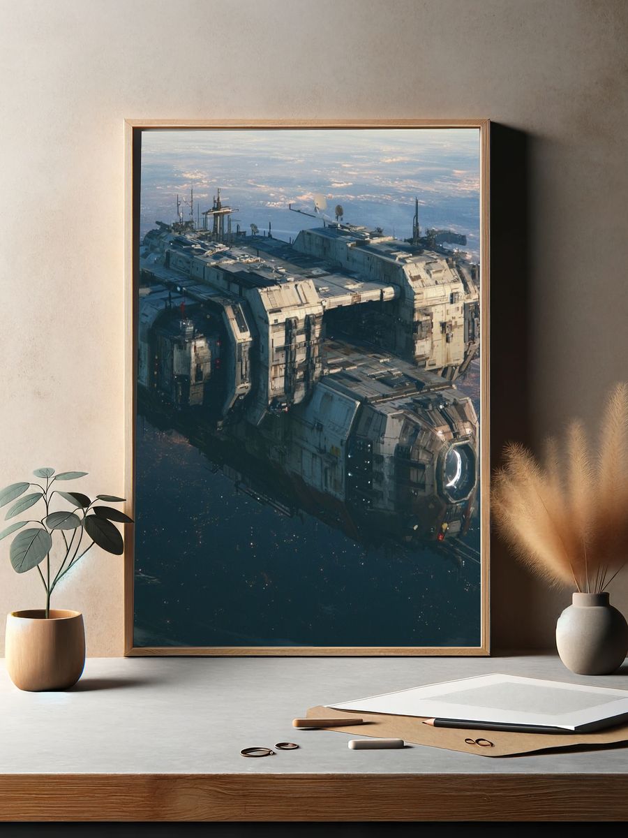 Orbital Cargo Ship Sci-Fi Print. — room view 2