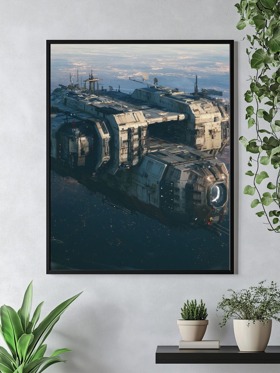 Orbital Cargo Ship Sci-Fi Print. — room view 4