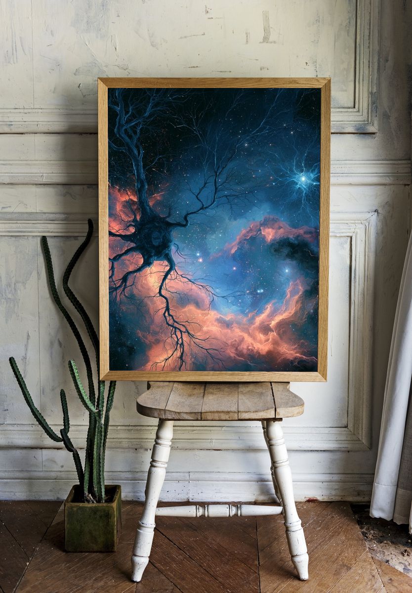 Cosmic Tree Nebula Illustration Poster. — room view 1