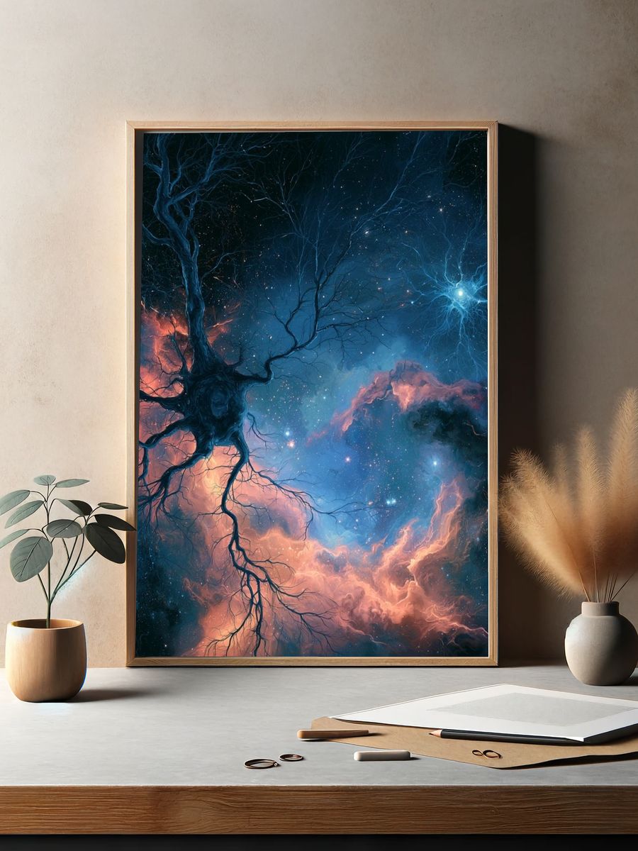 Cosmic Tree Nebula Illustration Poster. — room view 2