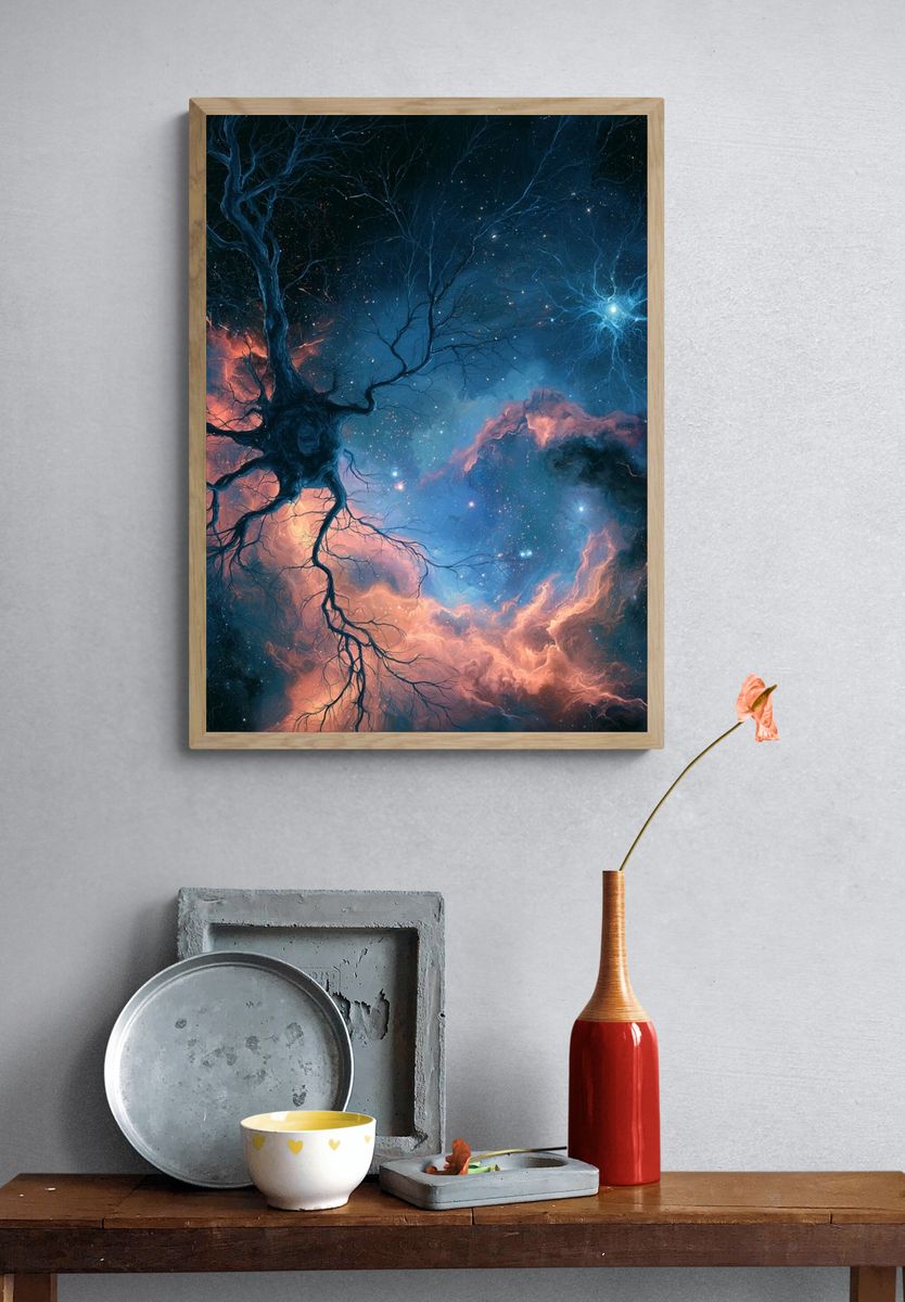 Cosmic Tree Nebula Illustration Poster. — room view 3