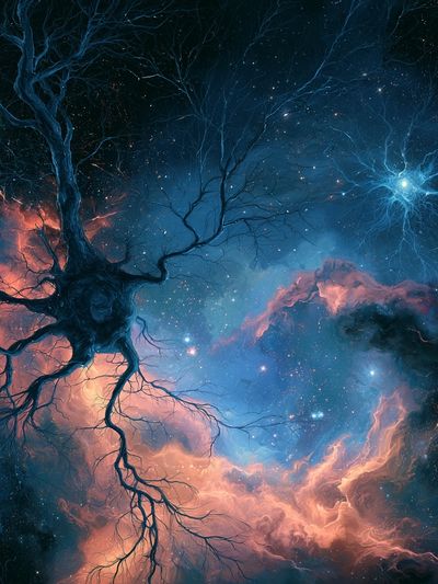Cosmic Tree Nebula Illustration Poster.