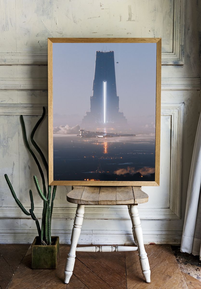 Futuristic Space Tower Poster. — room view 1