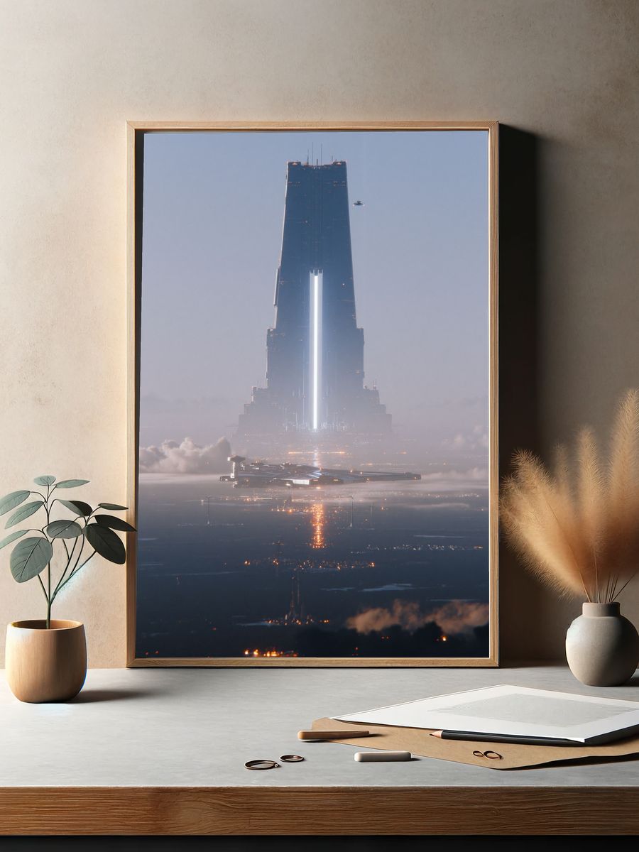 Futuristic Space Tower Poster. — room view 2