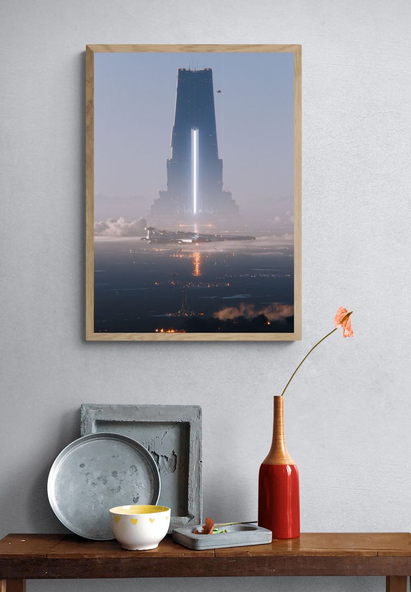 Futuristic Space Tower Poster. — room view 3