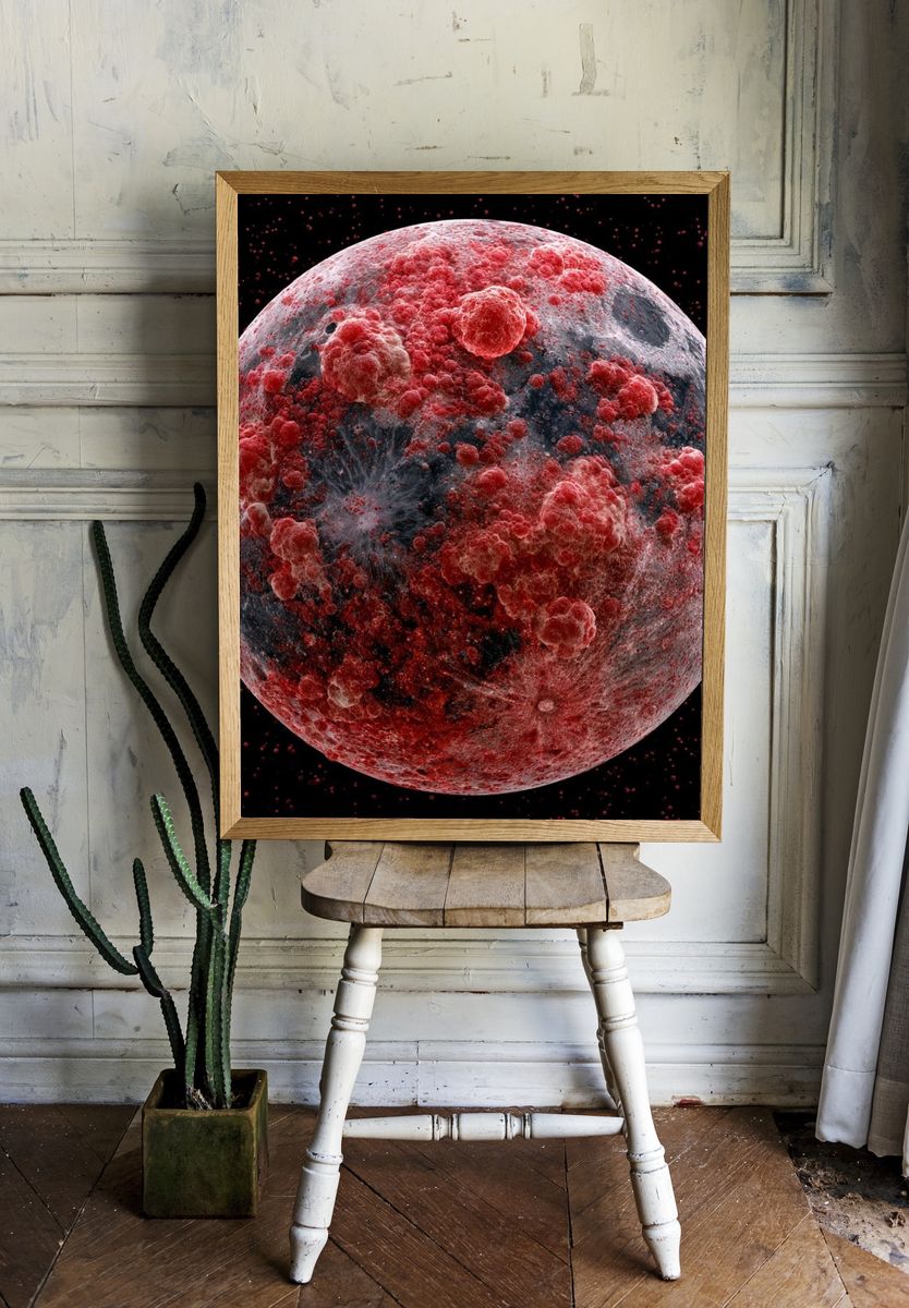 Crimson Moon Surface Print. room preview