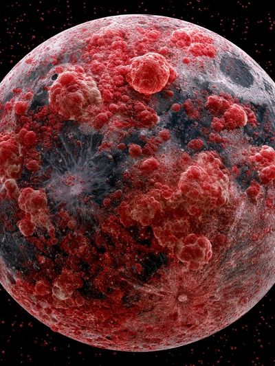 Crimson Moon Surface Print. poster