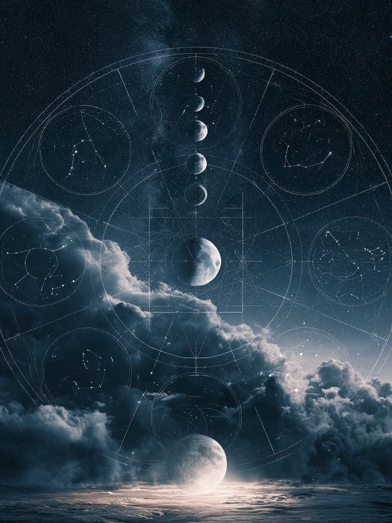 Celestial Moon Phases Space Print. poster — space art