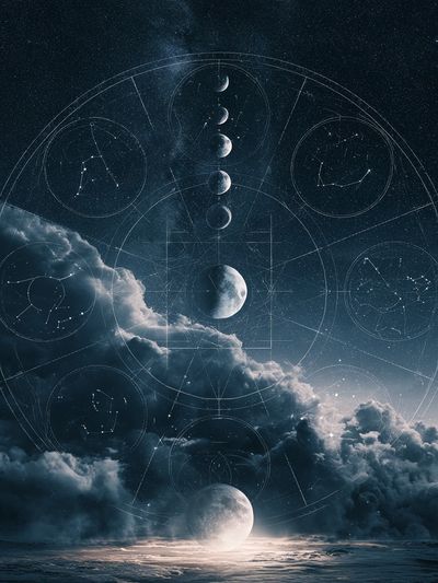 Celestial Moon Phases Space Print. poster