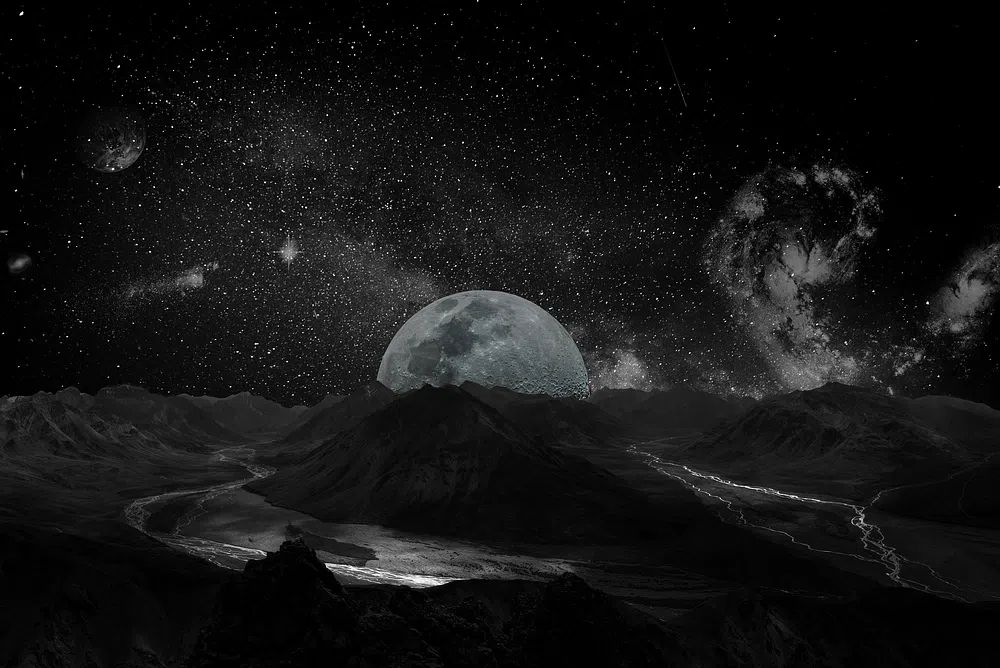 Moon night sky photo. poster — space art