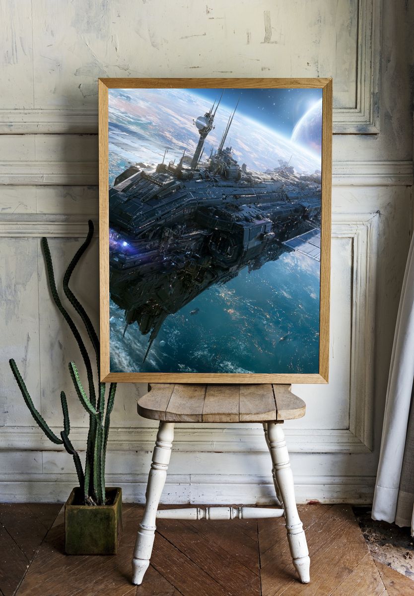 Orbital Starship Sci-Fi Poster. — room view 1