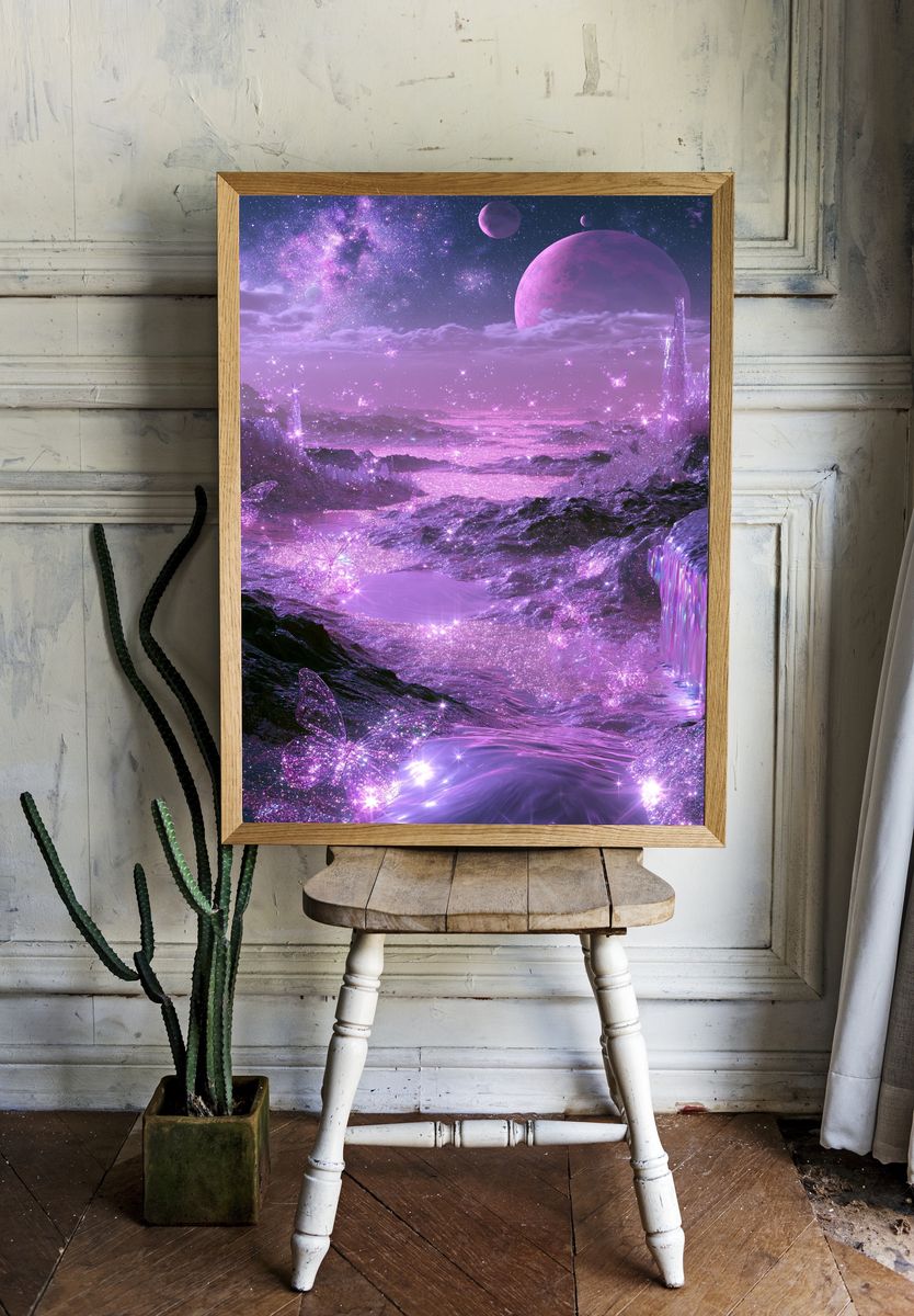 Purple Cosmic Landscape Poster. — room view 1