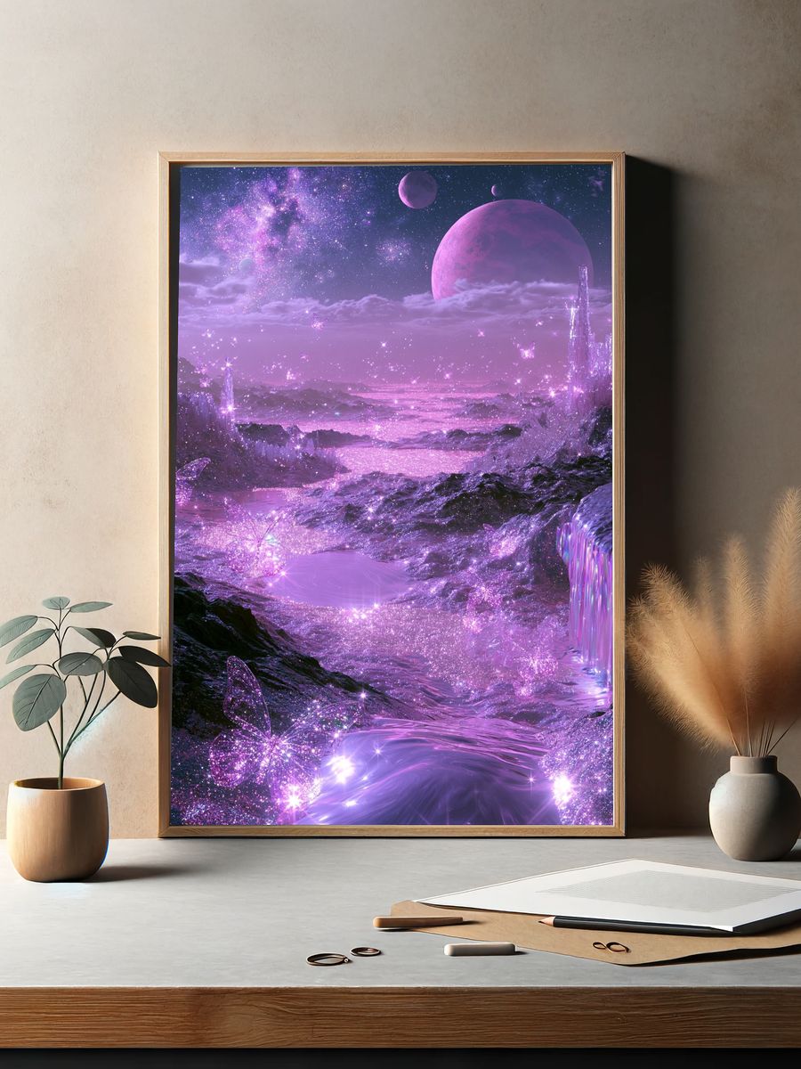 Purple Cosmic Landscape Poster. — room view 2
