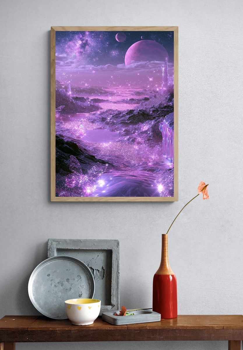 Purple Cosmic Landscape Poster. — room view 3