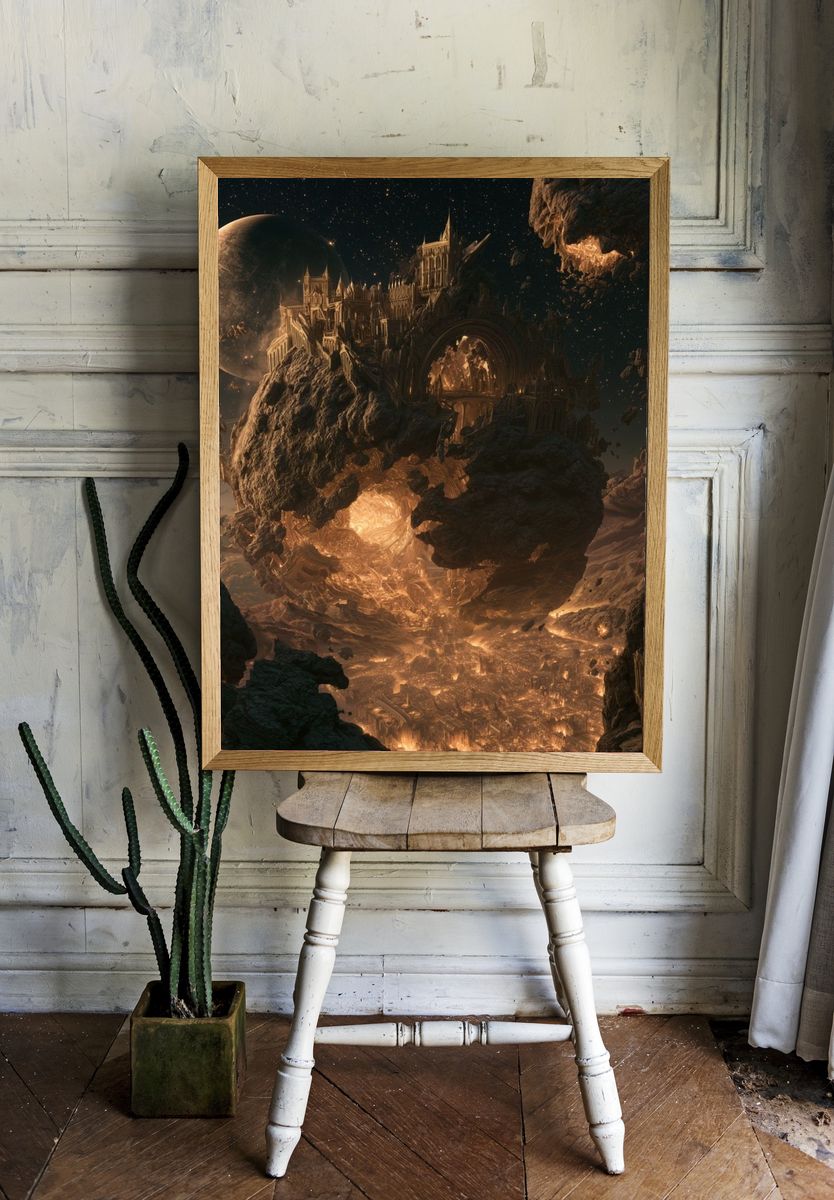 Floating Cosmic Citadel Print. — room view 1