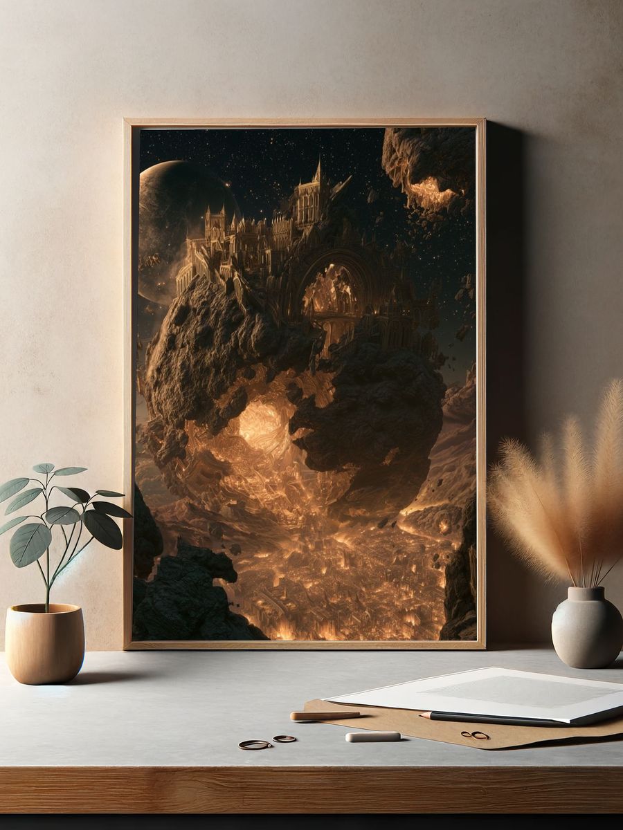 Floating Cosmic Citadel Print. — room view 2
