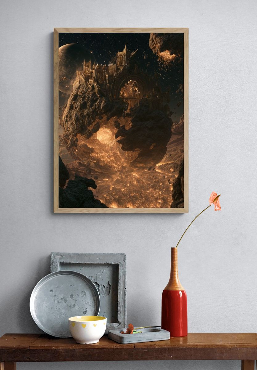 Floating Cosmic Citadel Print. — room view 3