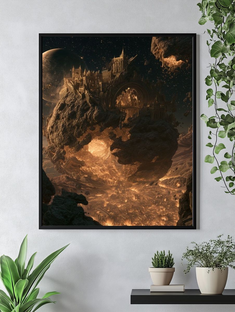 Floating Cosmic Citadel Print. — room view 4