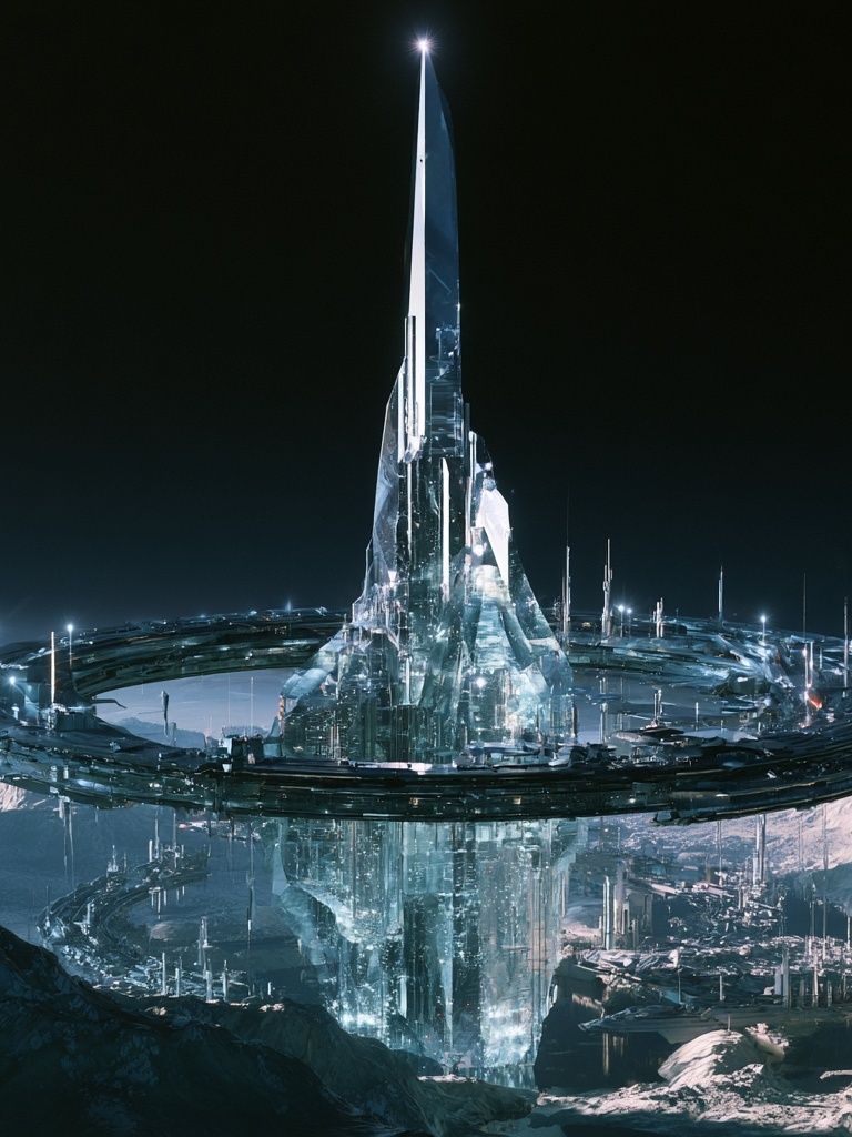 Crystal Space City Sci-Fi Poster. poster — space art