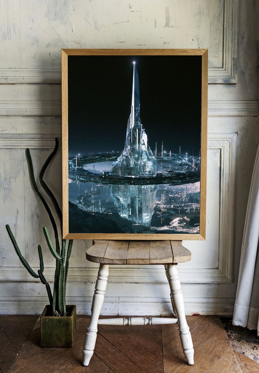 Crystal Space City Sci-Fi Poster. — room view 1