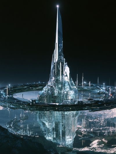 Crystal Space City Sci-Fi Poster. poster
