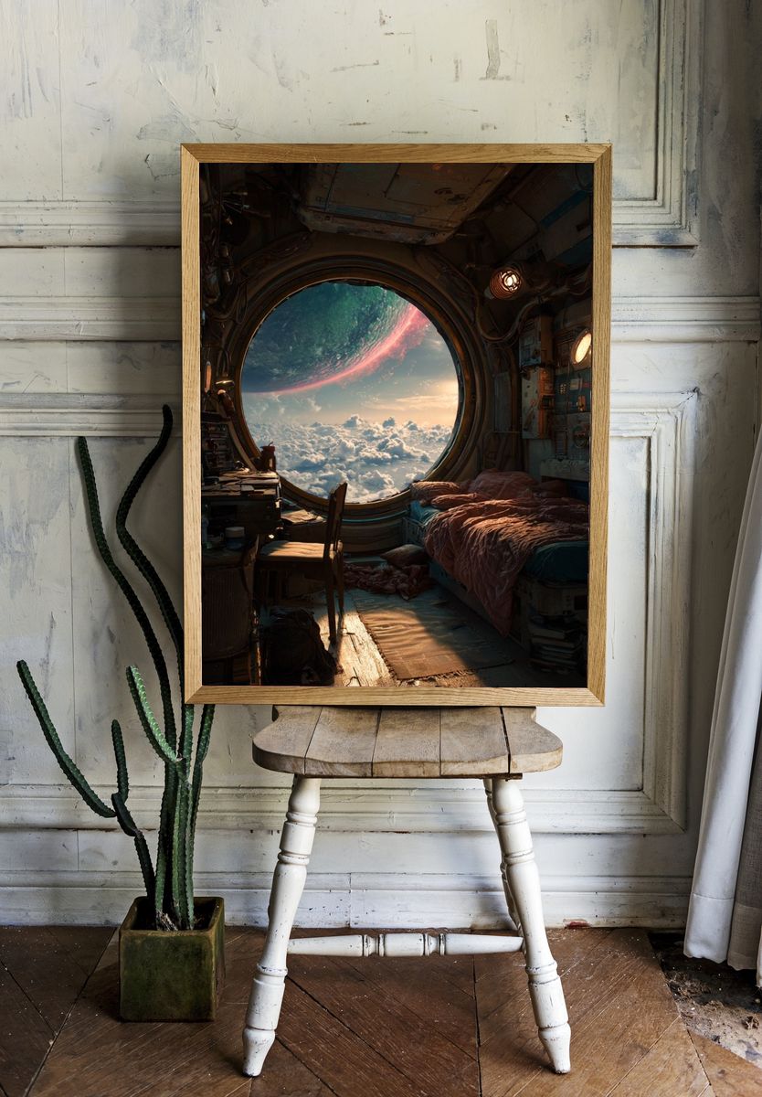 Orbital Window Sci-Fi Print room preview