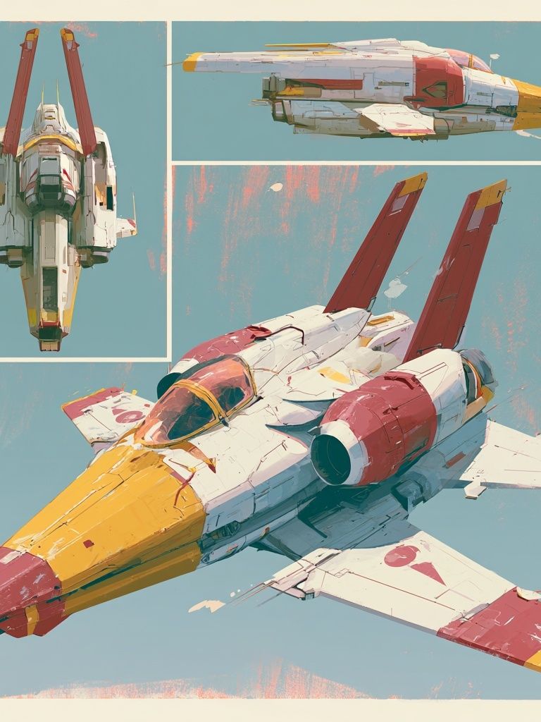 Retro Space Fighter Illustration Poster. poster — space art