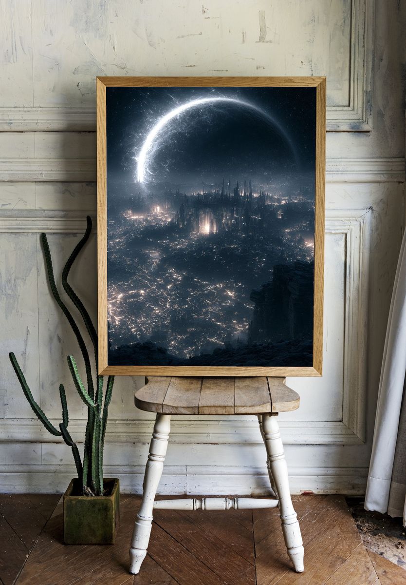 Eclipse Cityscape Space Print. — room view 1