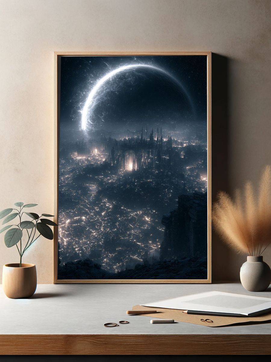 Eclipse Cityscape Space Print. — room view 2
