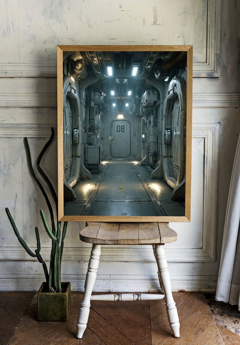 Sci-Fi Space Corridor Poster. — room view 1