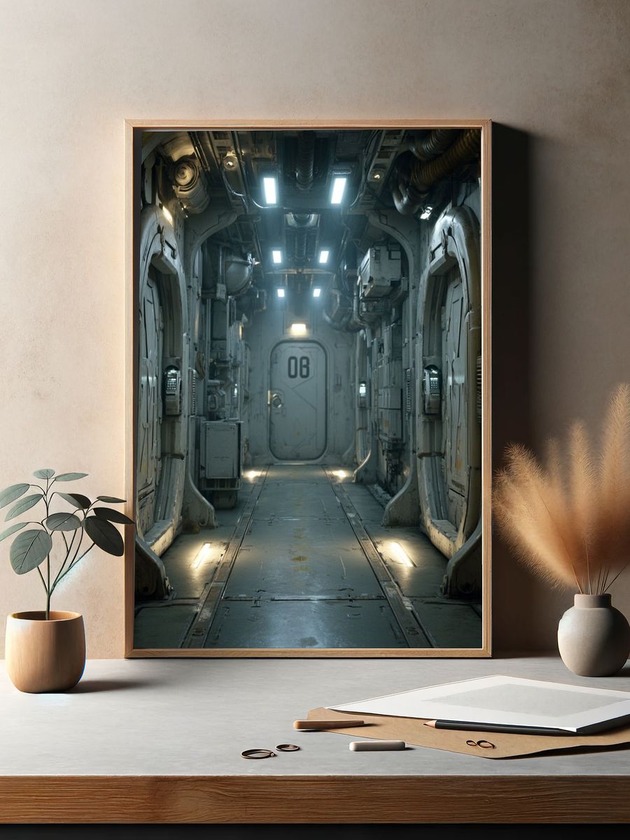 Sci-Fi Space Corridor Poster. — room view 2