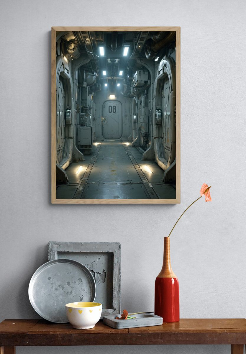 Sci-Fi Space Corridor Poster. — room view 3
