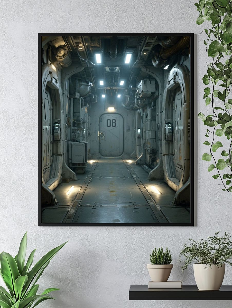 Sci-Fi Space Corridor Poster. — room view 4