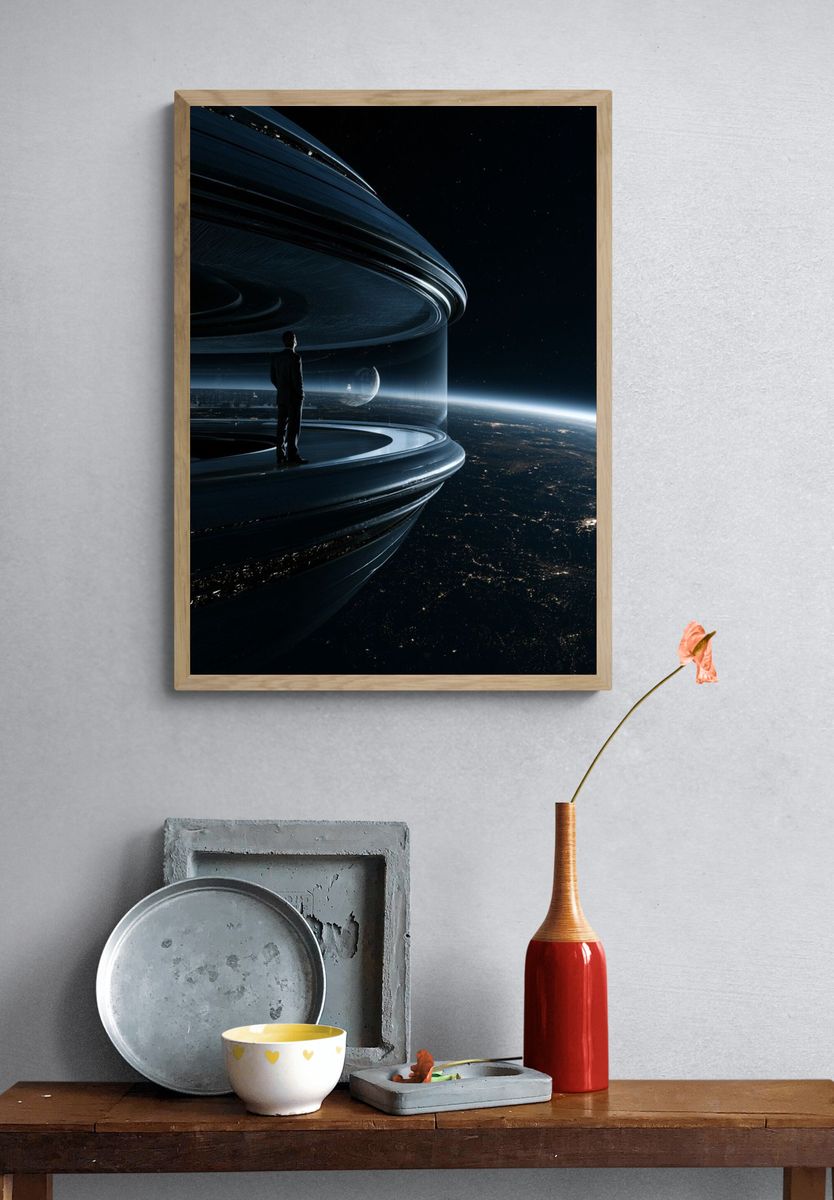 Orbital Space Station Sci-Fi Poster. — room view 3