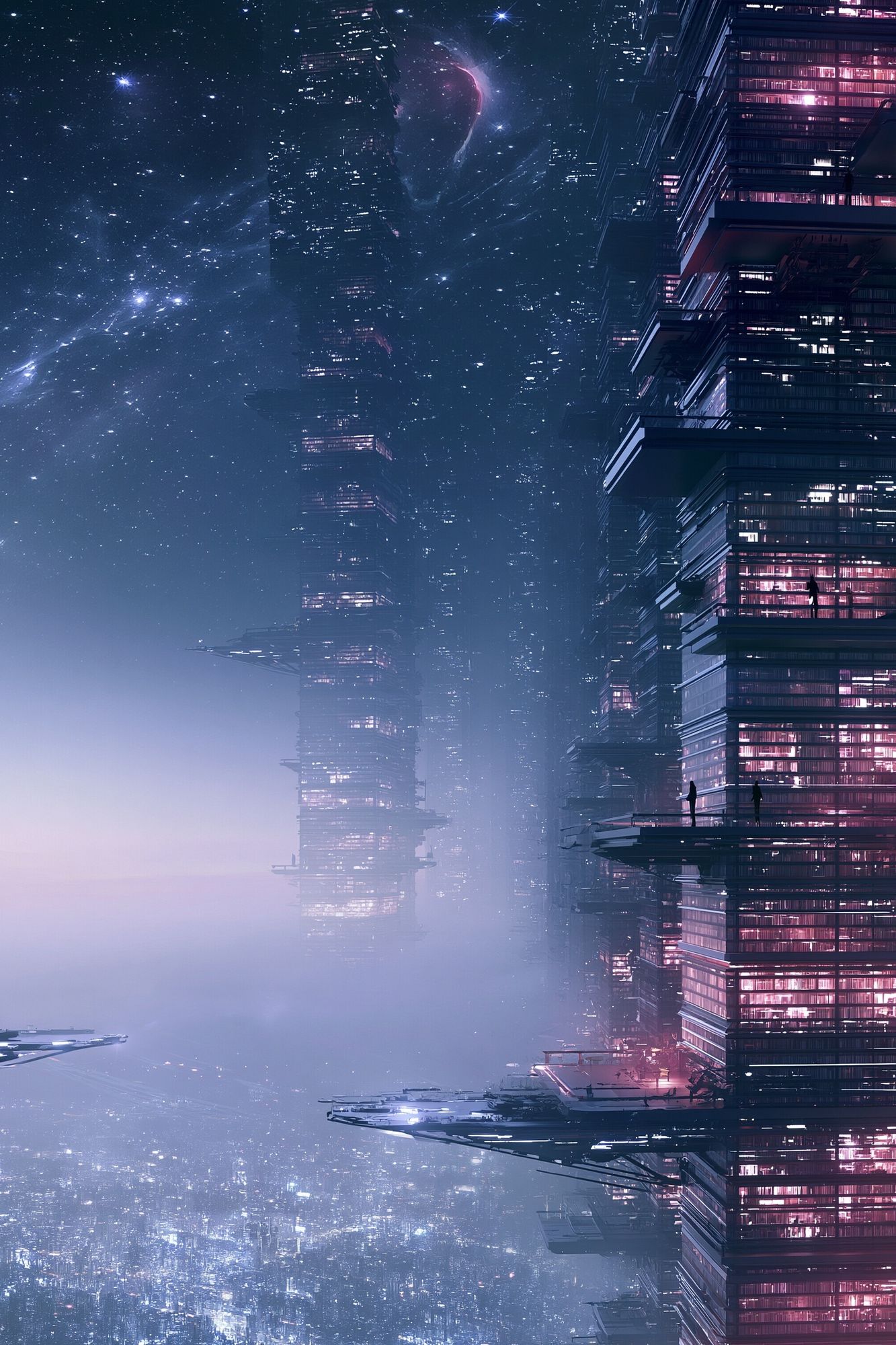 Futuristic Skyline Space Poster. poster detail
