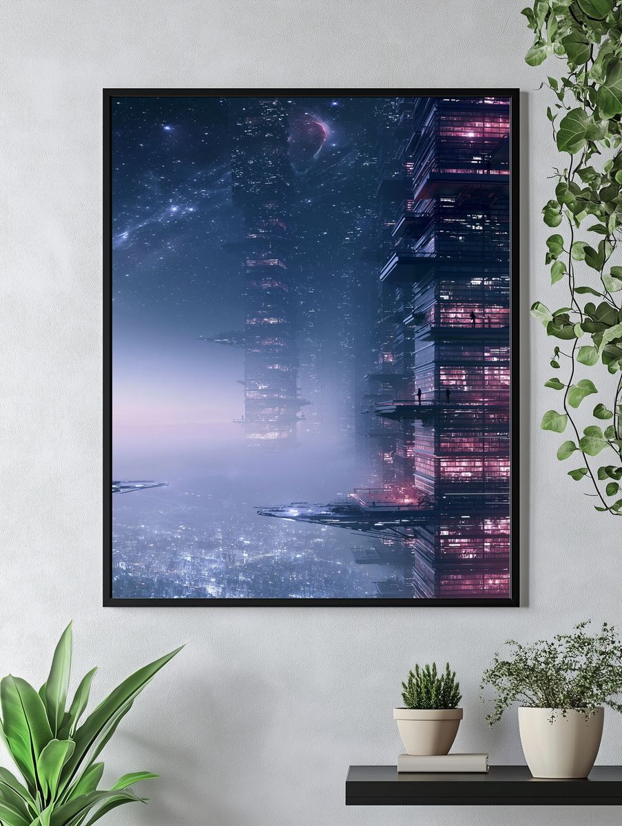 Futuristic Skyline Space Poster. — room view 4