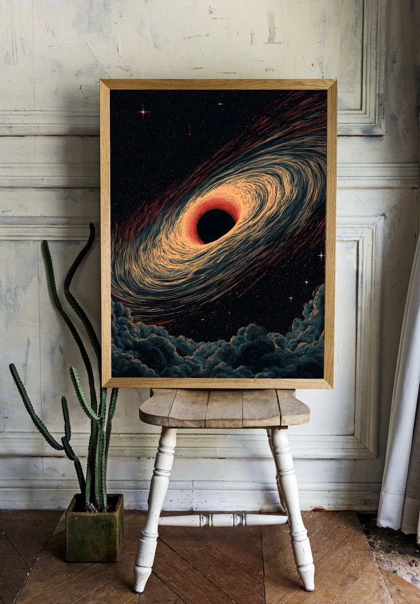 Black Hole Cosmic Illustration Poster. — room view 1
